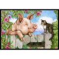 Jensendistributionservices Pig at the Gate with the Cat Indoor or Outdoor Mat, 24 x 36 MI2557471